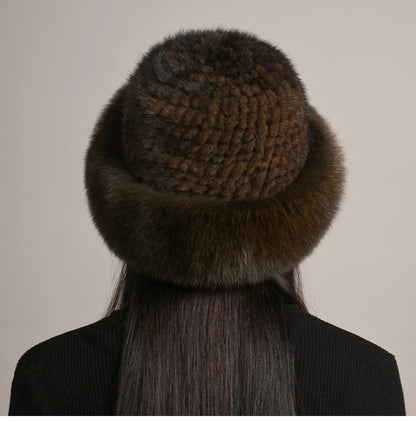 Isabella Round Crown Fur Hat | Fur Brim Solid Fur Hat