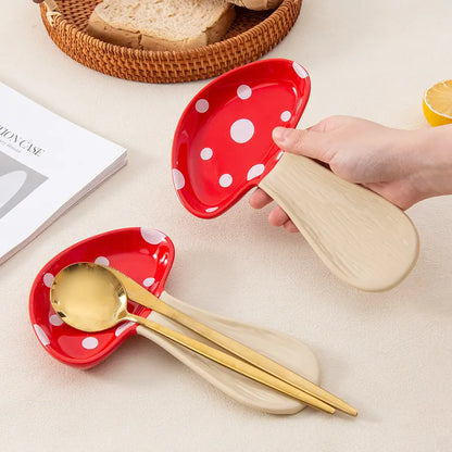 Ceramic Mushroom Spoon Rest With Glossy Finish