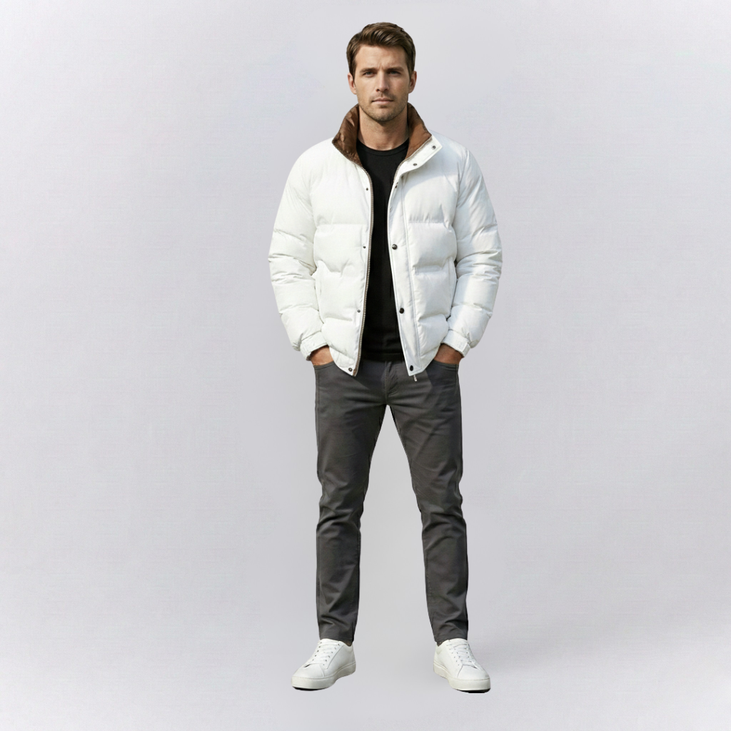 Leo Quilted Relaxed Fit Puffer Jacket | Snap Button Closure Hip-Length Jacket