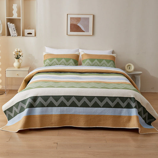 Modern Cotton Quilted Bedspread with Zig-Zag Design