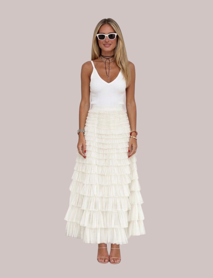 Tulia Tulle Skirt | Flowy Layered Midi