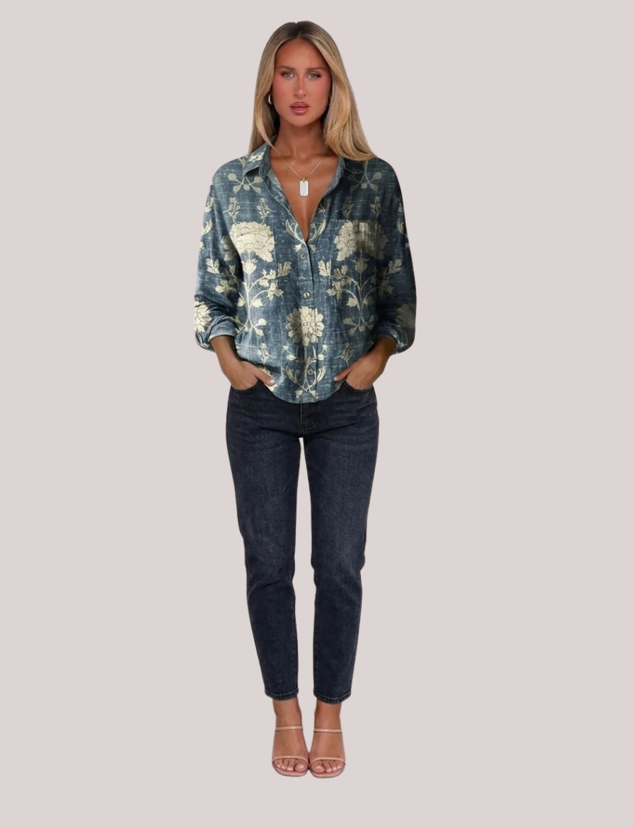 Ava Classic Button Shirt | Collared Long Sleeve