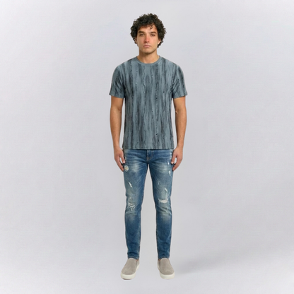 Distressed Short-Sleeved Crew-Neck Shirt