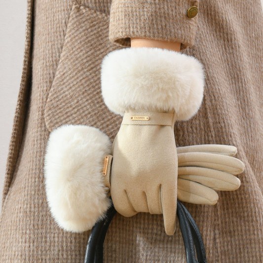 Harper Fitted Gloves | Fur Trim Strap Detail Gloves