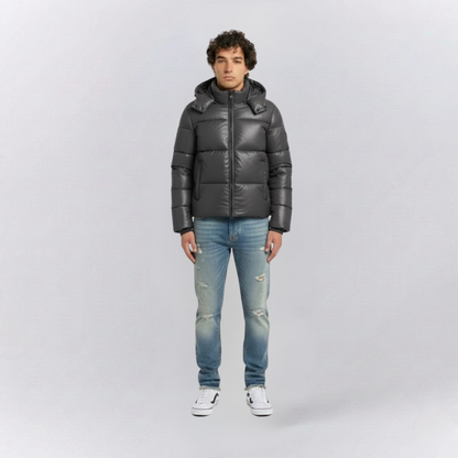 Samuel Quilted Puffer Jacket | Hooded Solid Zipper Jacket