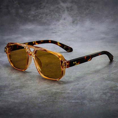 Bold Oversized Acetate Sunglasses with Double Bridge and Sculpted Frame