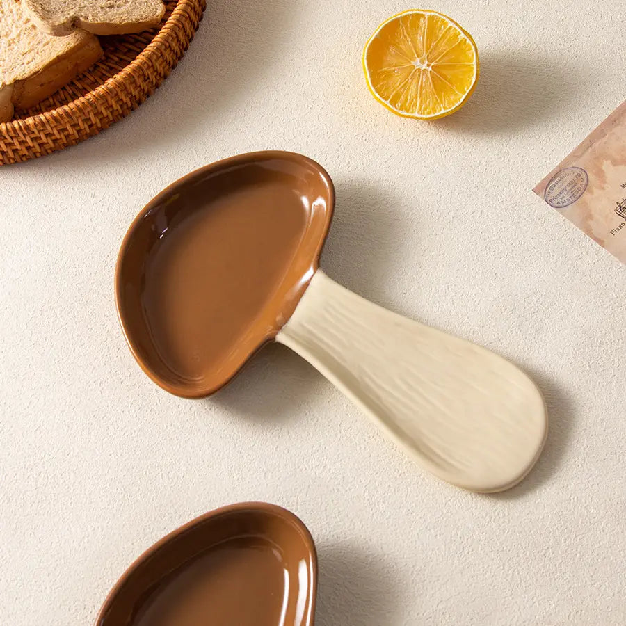 Ceramic Mushroom Spoon Rest With Glossy Finish