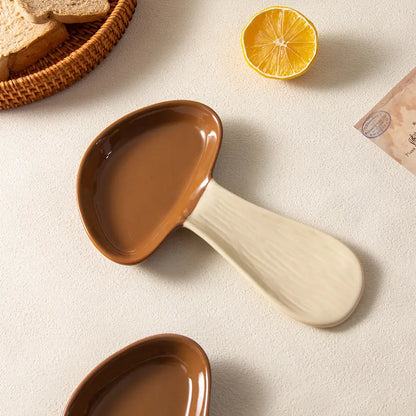 Ceramic Mushroom Spoon Rest With Glossy Finish