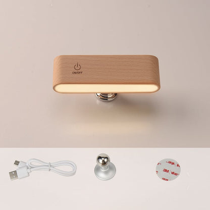Solid wood desk lamp with magnetic charging