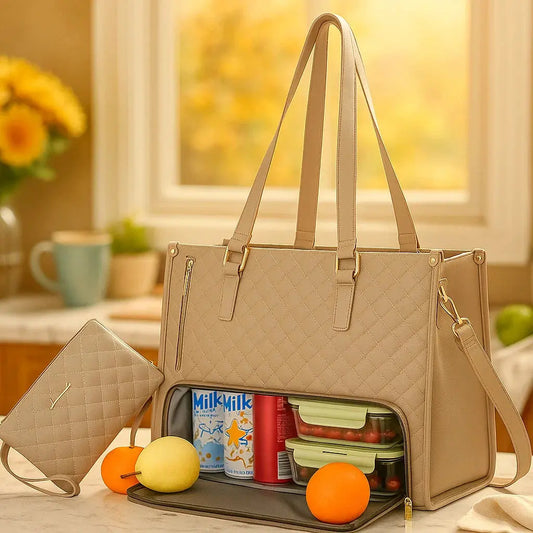 2-in-1 insulated bag with laptop compartment – stylish & practical for work and everyday life