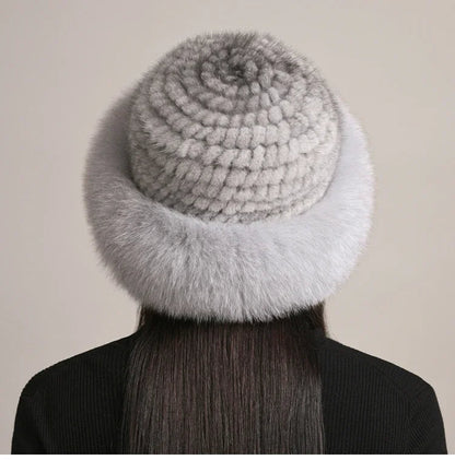 Isabella Round Crown Fur Hat | Fur Brim Solid Fur Hat