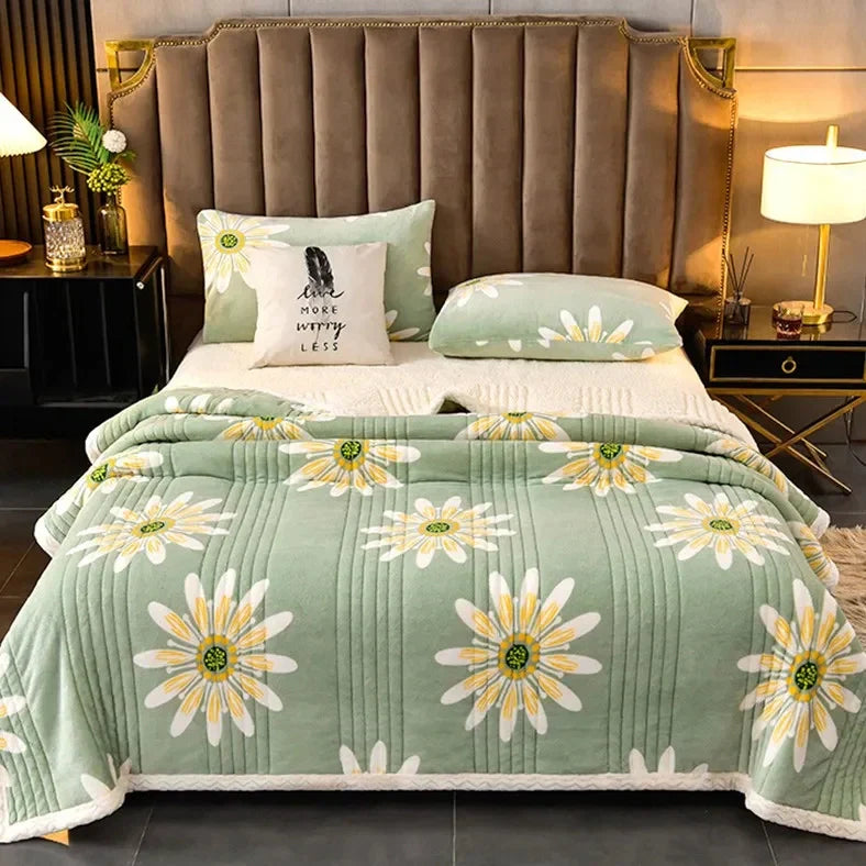 Cozy Floral Sherpa Throw Blanket