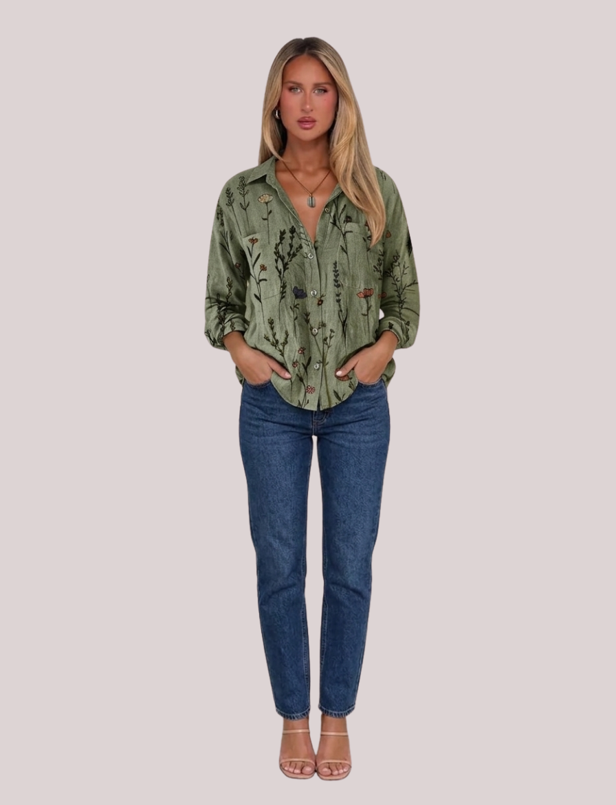 Ava Classic Button Shirt | Collared Long Sleeve