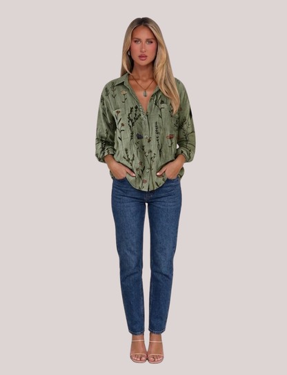 Ava Classic Button Shirt | Collared Long Sleeve