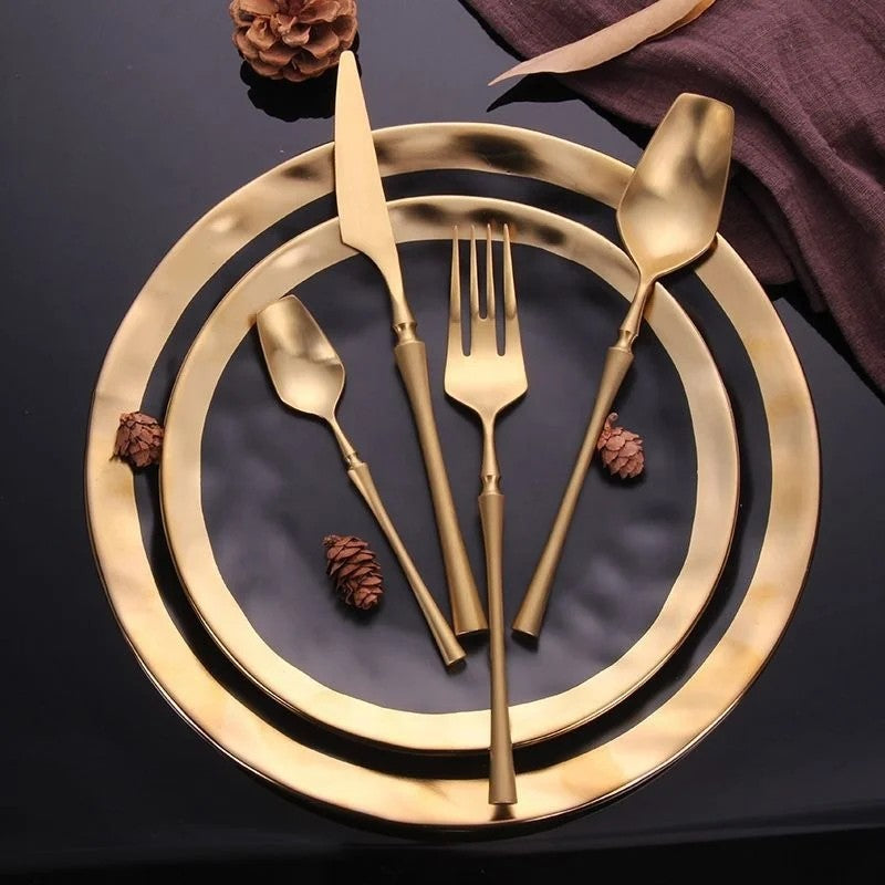 Modern Gold Stainless Steel Flatware Set