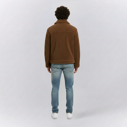 Oscar Relaxed Fit Sherpa Jacket | Collared Button Front Sherpa Jacket