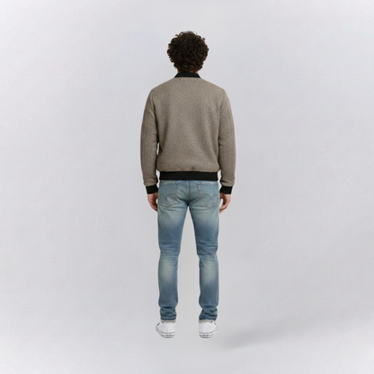 Arthur Regular Fit Bomber Jacket | Geometric Print Ribbed Collar Jacket