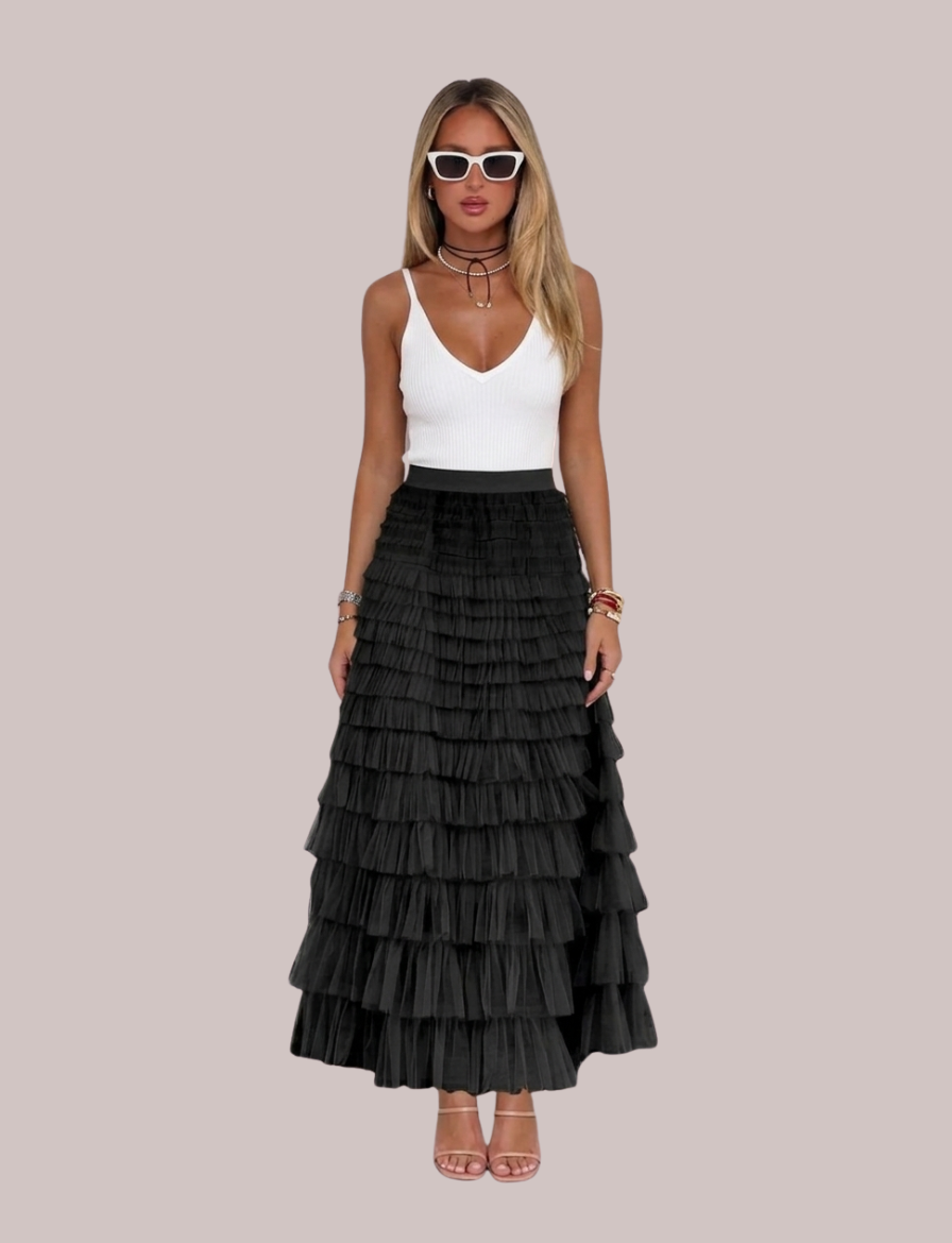 Tulia Tulle Skirt | Flowy Layered Midi