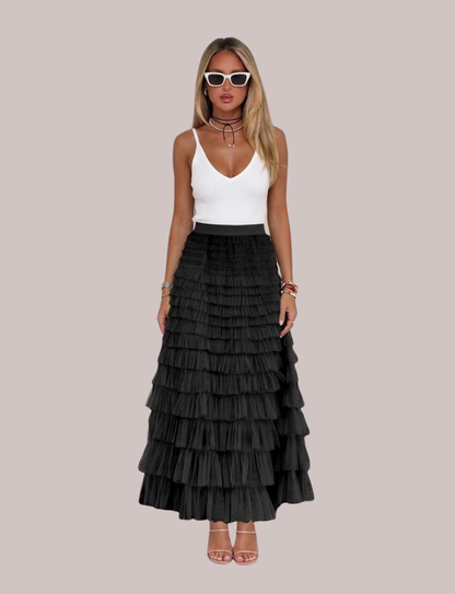 Tulia Tulle Skirt | Flowy Layered Midi