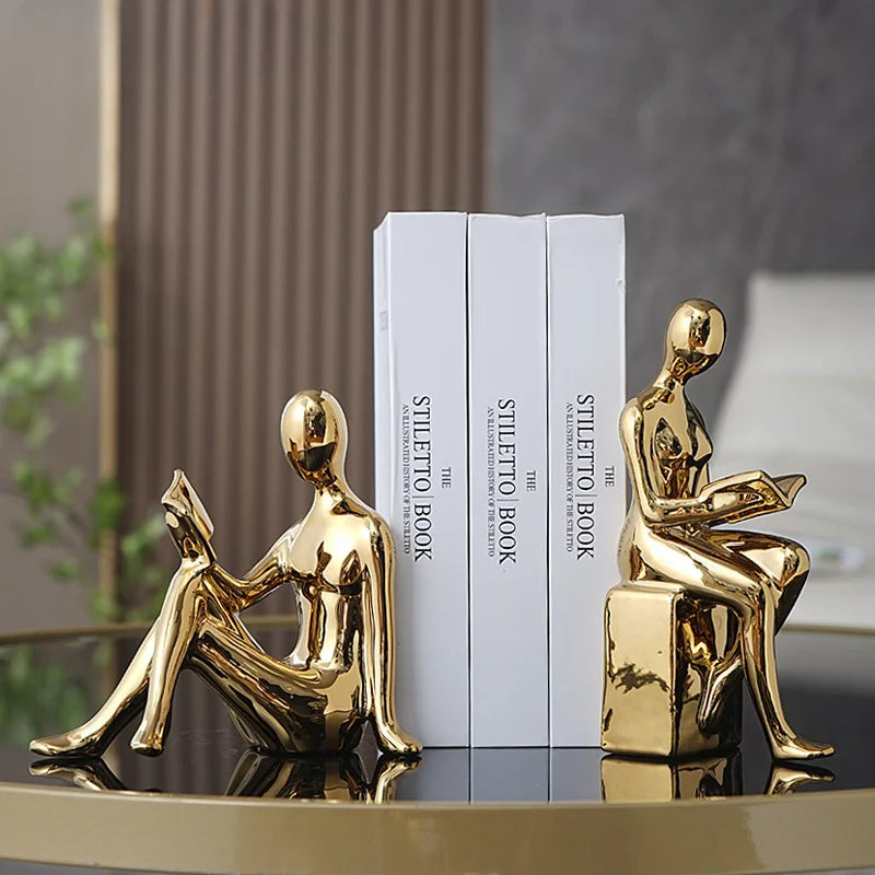 Modern Metal Bookends With Glossy Figurative Design