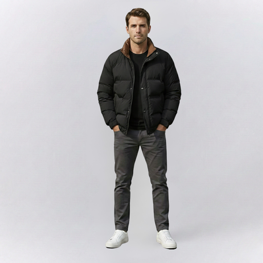 Leo Quilted Relaxed Fit Puffer Jacket | Snap Button Closure Hip-Length Jacket