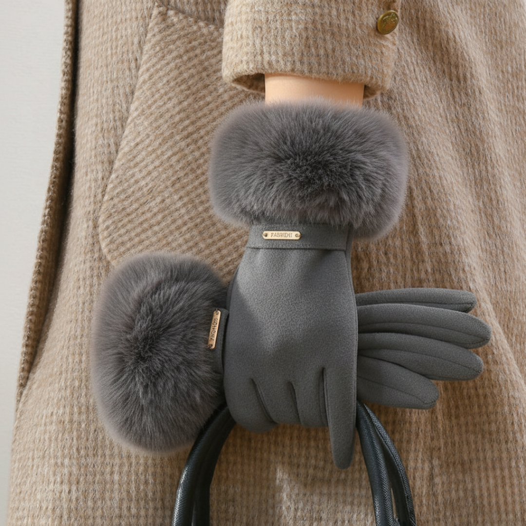 Harper Fitted Gloves | Fur Trim Strap Detail Gloves