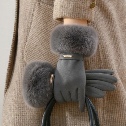 Harper Fitted Gloves | Fur Trim Strap Detail Gloves