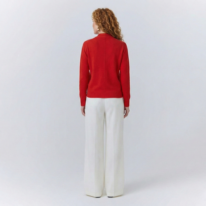 Isla Relaxed Wrap Sweater | Ribbed V-Neck Hip-Length Sweater