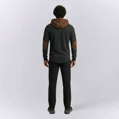 Arthur Slim Fit Hoodie | Hooded Lace-Up Neck Ribbed Hip-Length Hoodie
