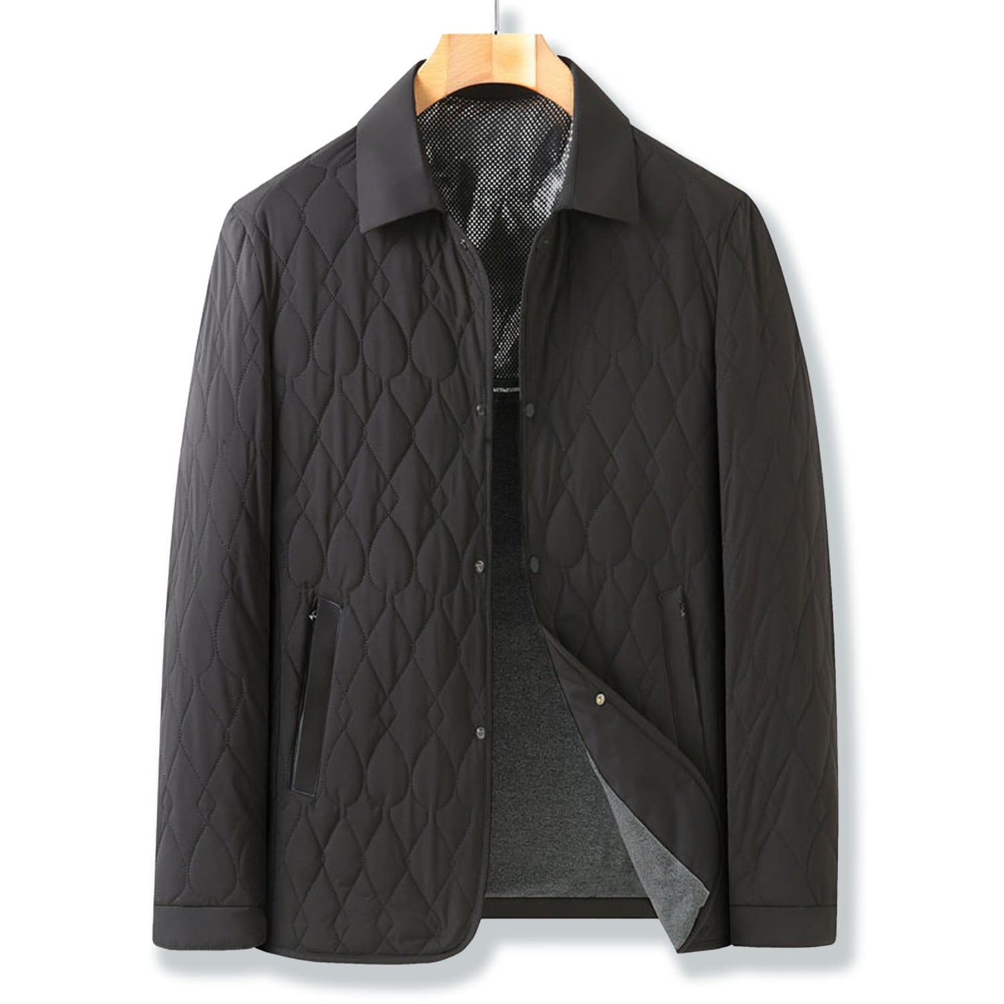 Arthur Quilted Jacket | Collared Button Front Long Sleeve Jacket