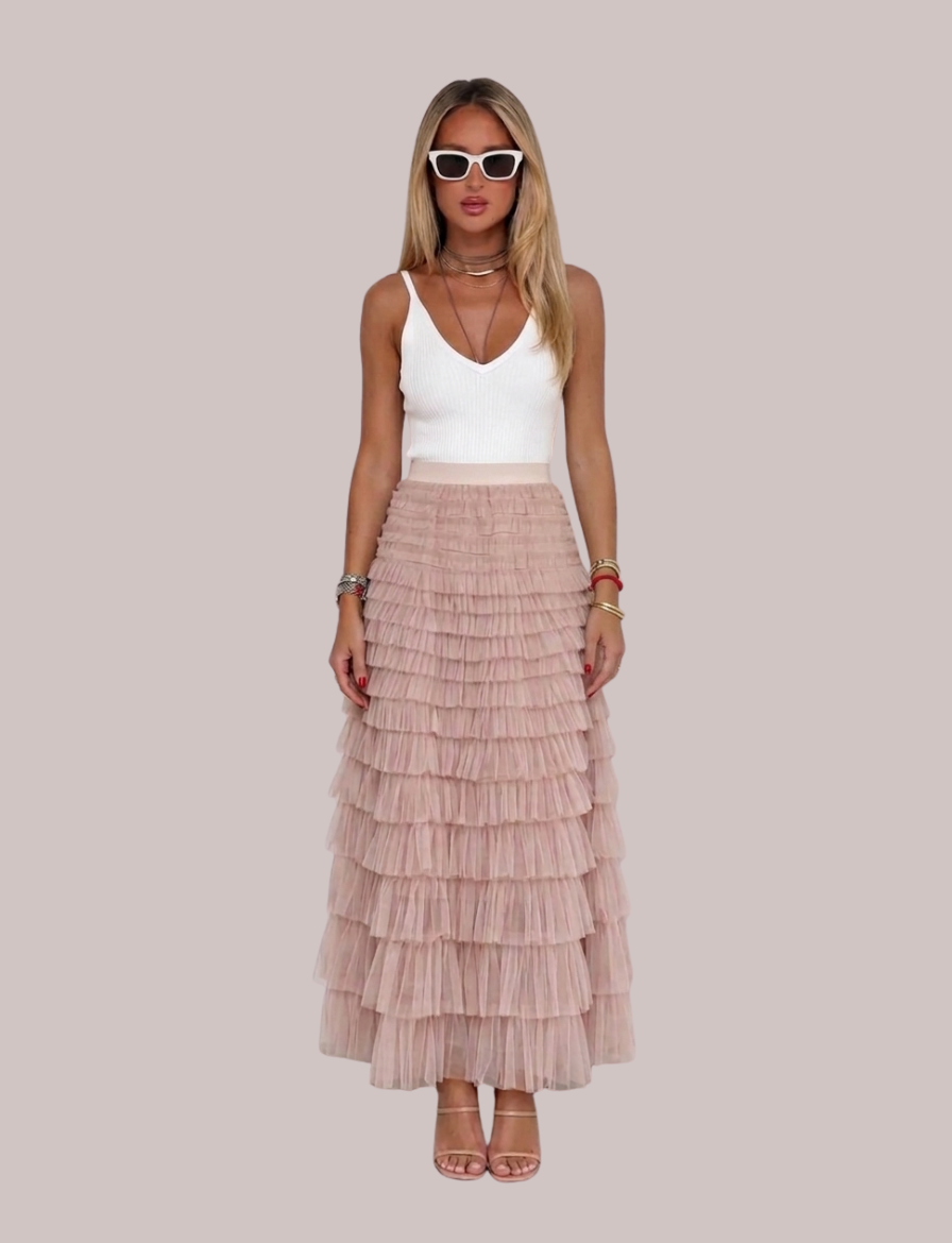 Tulia Tulle Skirt | Flowy Layered Midi