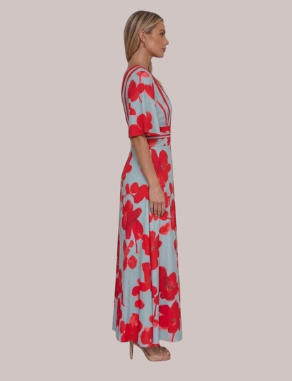 Floral V-Neck Dress | Elegant Long Style