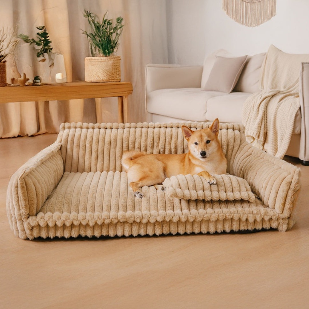 Contemporary Plush Dog Sofa Bed With Neck Support