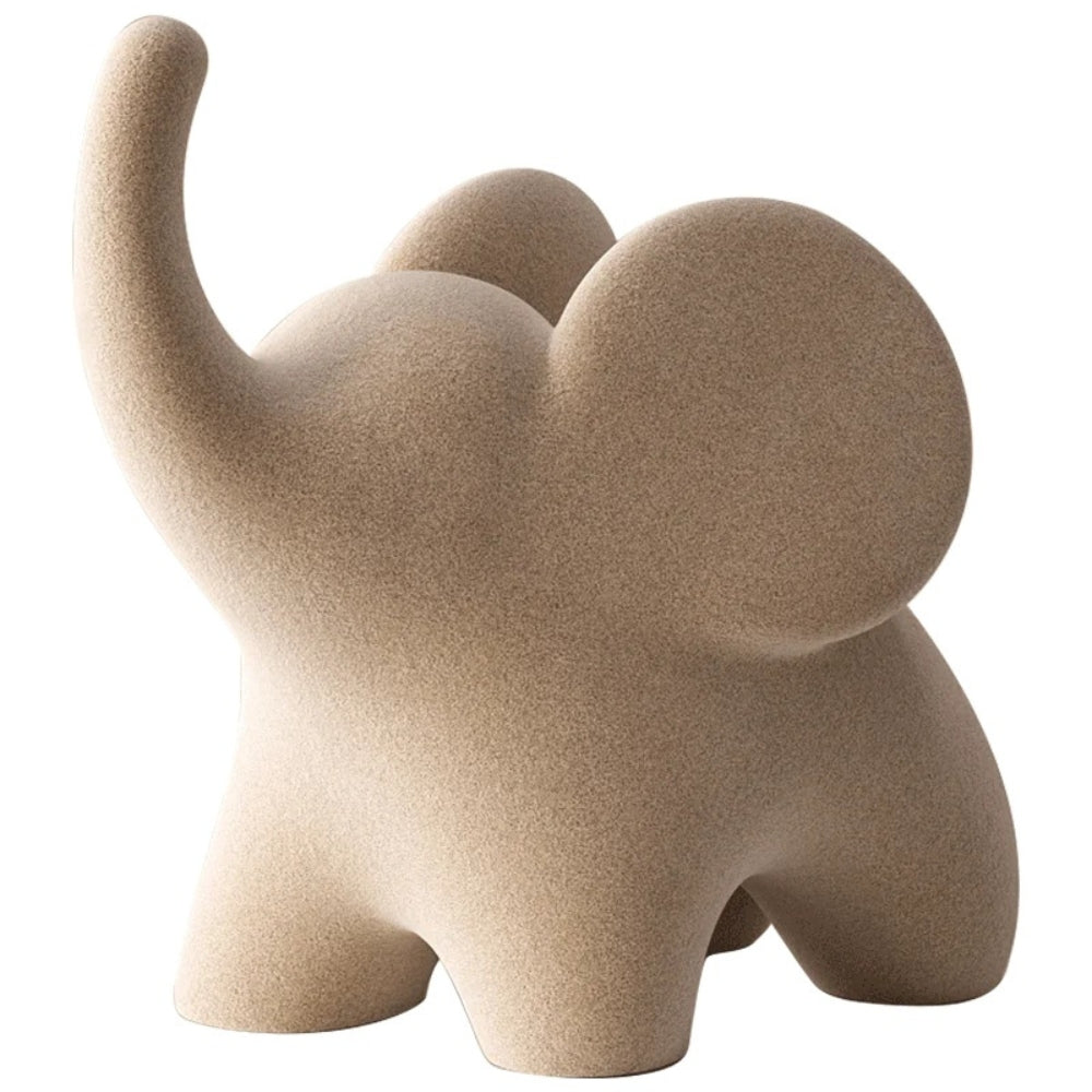 Modern Resin Elephant Figurine With Uplifted Trunk