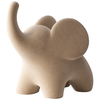 Modern Resin Elephant Figurine With Uplifted Trunk
