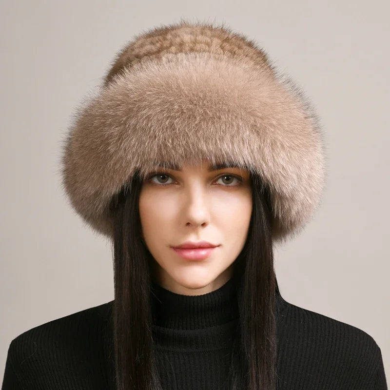Isabella Round Crown Fur Hat | Fur Brim Solid Fur Hat
