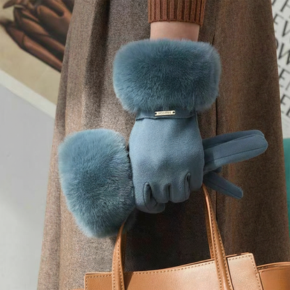 Harper Fitted Gloves | Fur Trim Strap Detail Gloves