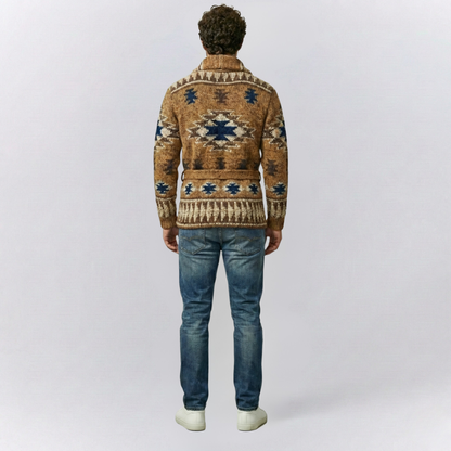 Leo Shawl Collar Cardigan | Button Front Belted Hip-Length Cardigan