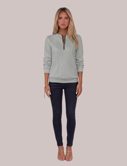 Luna Cable Knit Pullover | Zip Neck Sweater
