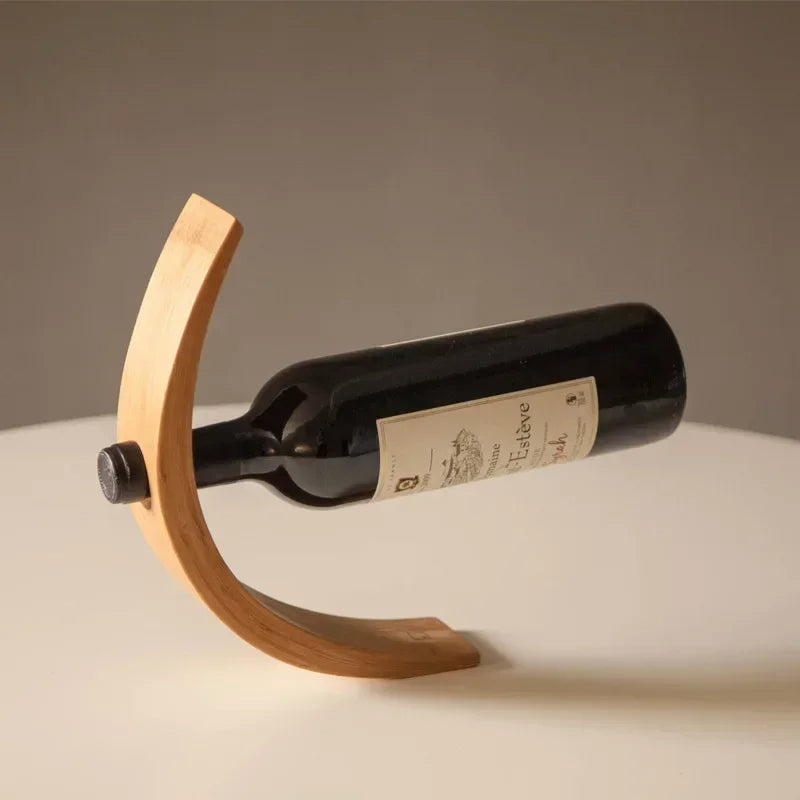 Minimalist Bamboo Wine Holder With Curved Design