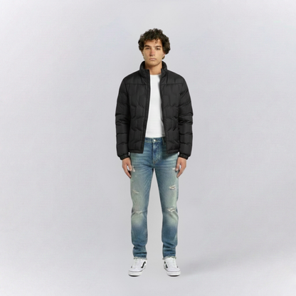 Jack Quilted Stand Collar Puffer Fit Jacket | Zip Up Hip-Length Puffer Jacket