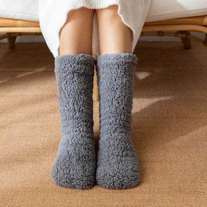 Isabella Plush Relaxed Fit Slipper Socks | Solid Mid-Calf Slipper Socks