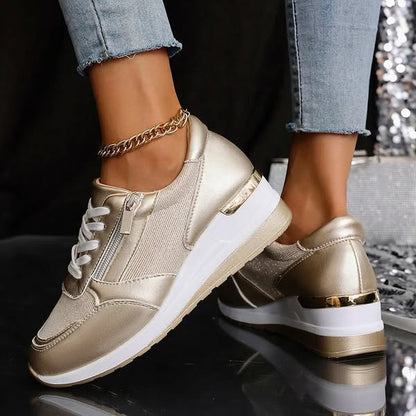 Ivy Platform Sneakers | Solid Ankle-High Lace-Up Sneakers