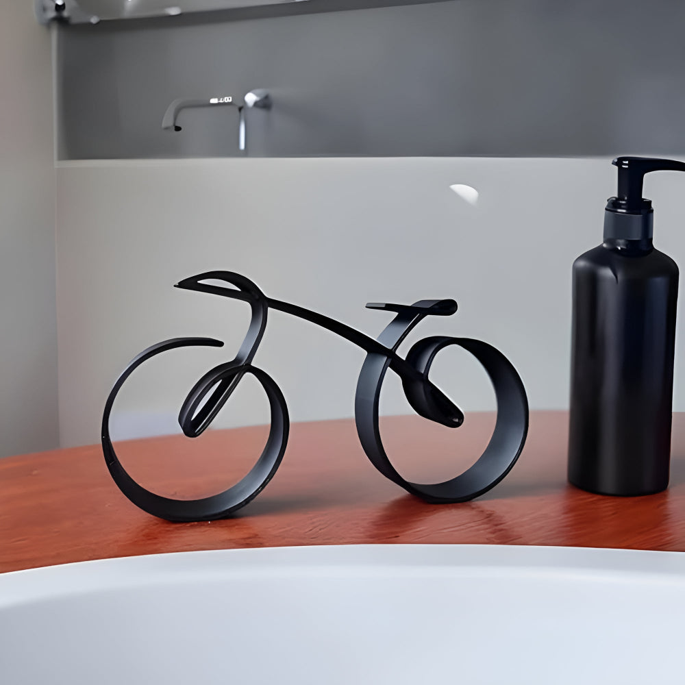Modern Metal Bicycle Sculpture With Abstract Design
