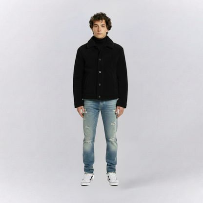 Oscar Relaxed Fit Sherpa Jacket | Collared Button Front Sherpa Jacket