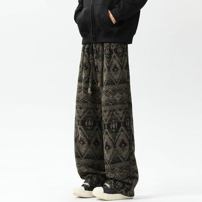 Timothy Aztec Joggers | Relaxed-Fit Wide-Leg Joggers with Traditional Aztec Print