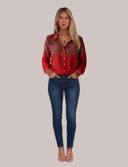 Ava Classic Button Shirt | Collared Long Sleeve