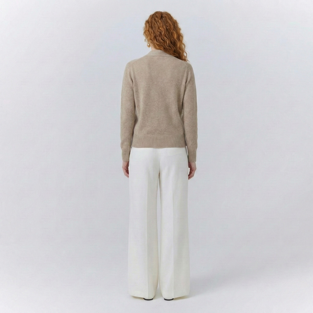 Isla Relaxed Wrap Sweater | Ribbed V-Neck Hip-Length Sweater