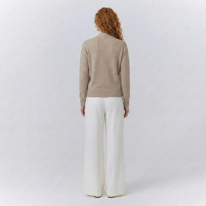 Isla Relaxed Wrap Sweater | Ribbed V-Neck Hip-Length Sweater