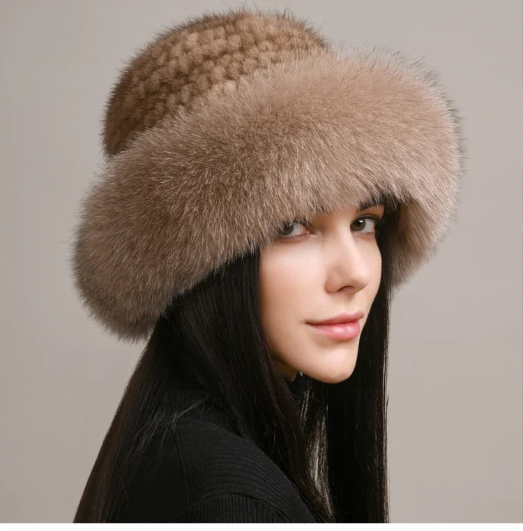 Isabella Round Crown Fur Hat | Fur Brim Solid Fur Hat